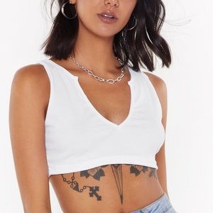 Brand New— White Crop Top V neck